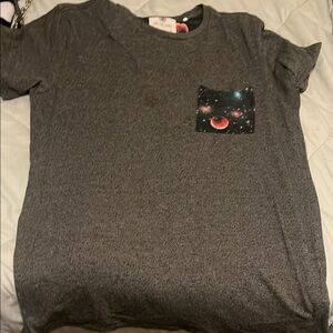 Gray T-Shirt with Cosmic Pocket